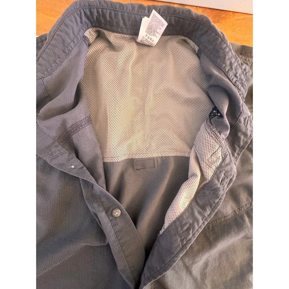 The North Face Mens A5‎ Series Long Sleeve Button Up Shirt Gray Large Venting